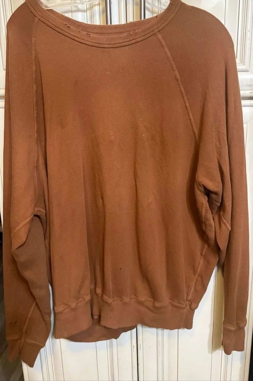 The Great Women's Oversized Pullover Crewneck Sweatshirt Rust Brown Size 3